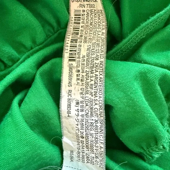 Zara Women’s Green Tiered Midi Ruffled Short Sleeve V-neck Dress Size SMALL - Picture 4 of 9